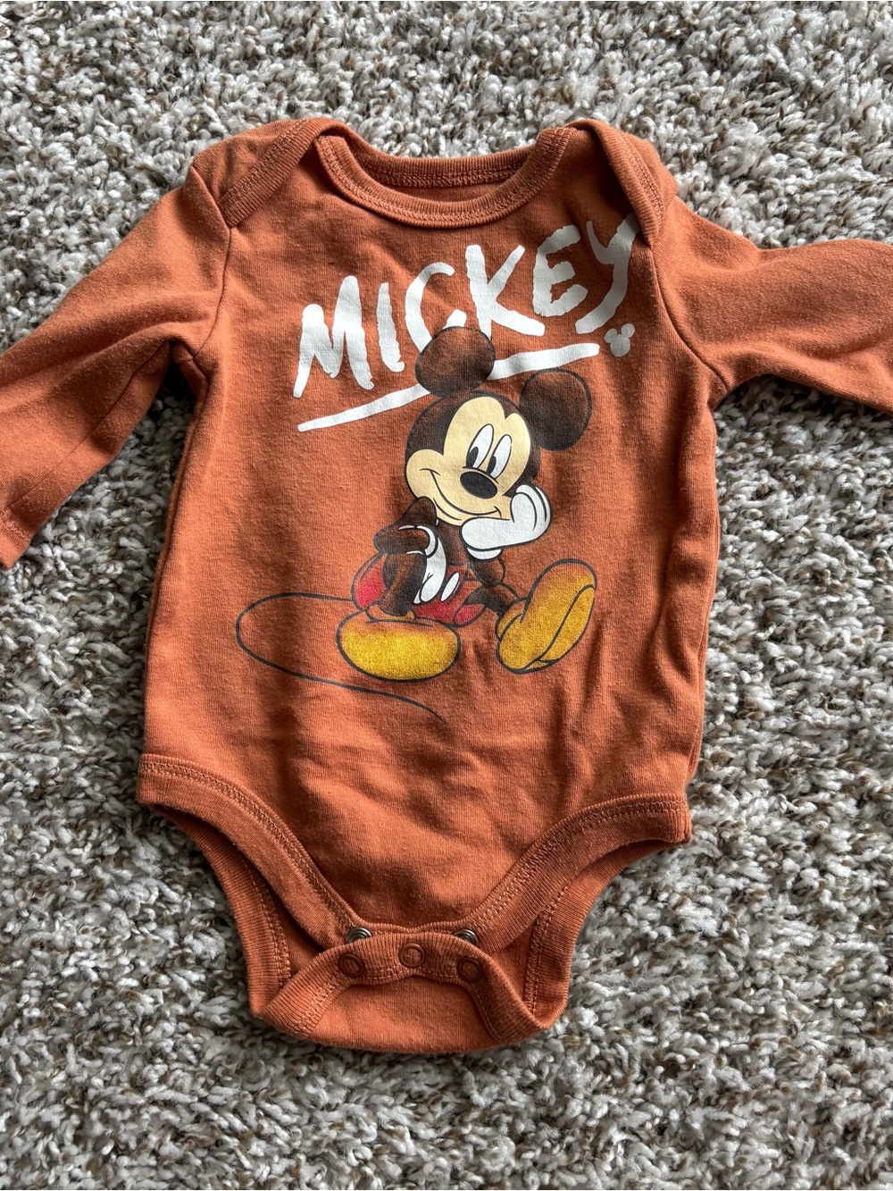Disney Orange Mickey Mouse Long-Sleeve One-Piece
